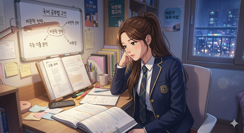 고등학교 국어 공부법 고민하는 한국 고등학생